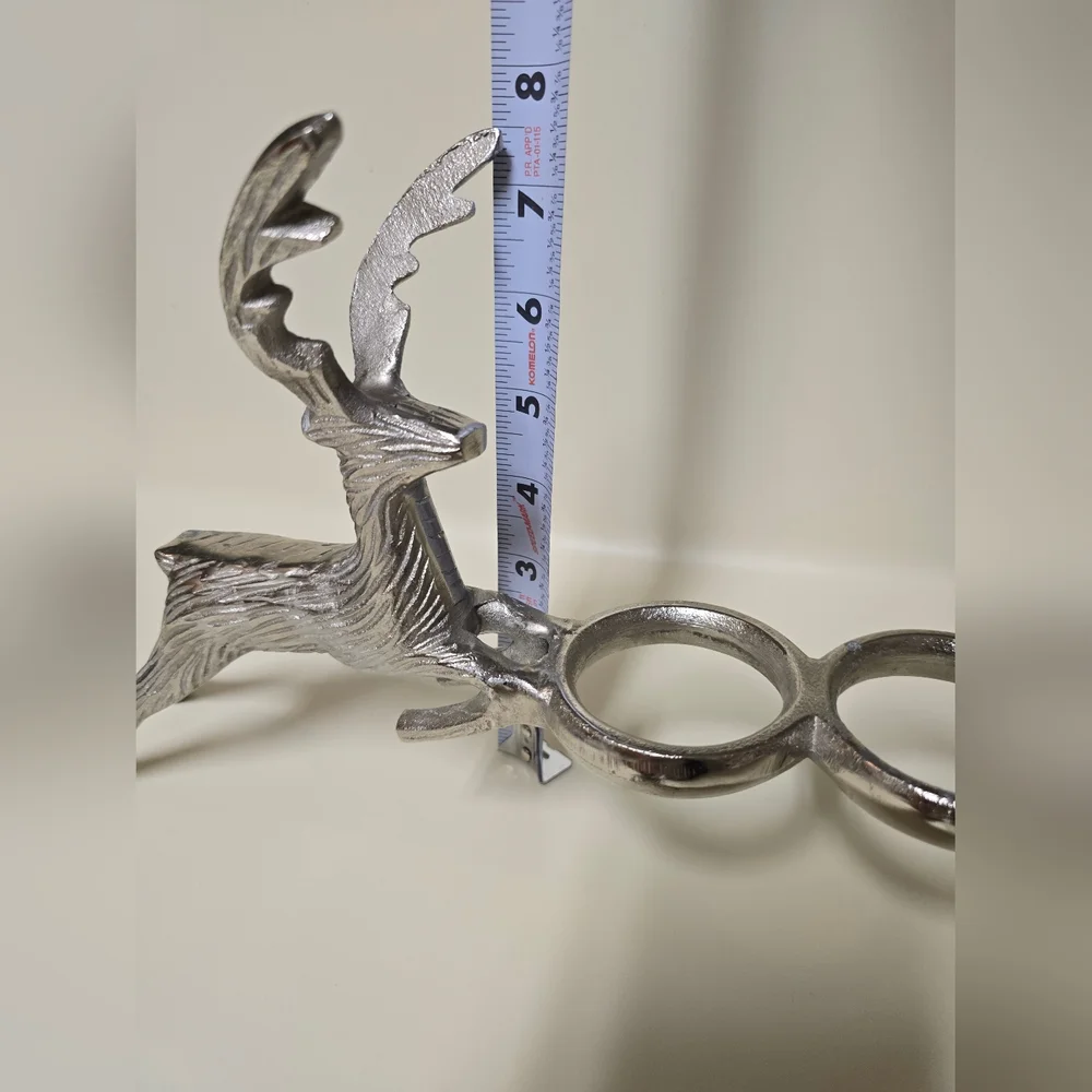 Vintage Stag Silver Plated Deer Candle Holder Rustic Cabin Centerpiece Reindeer